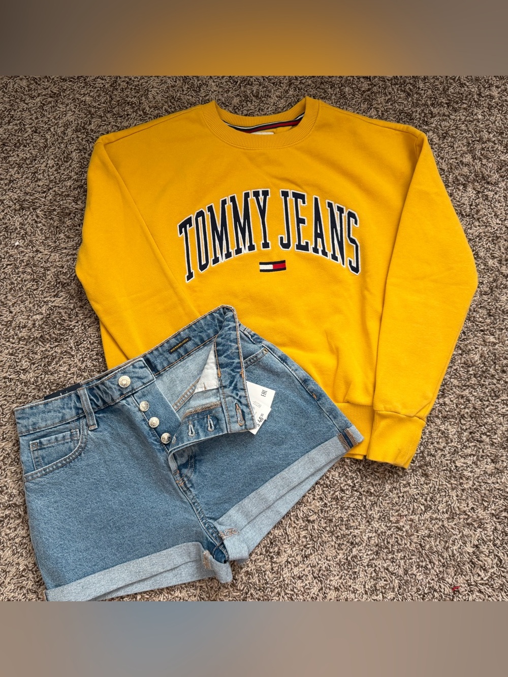 Bundle  Denim Shorts & Yellow Pullover